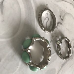 Silver rings with mint accent